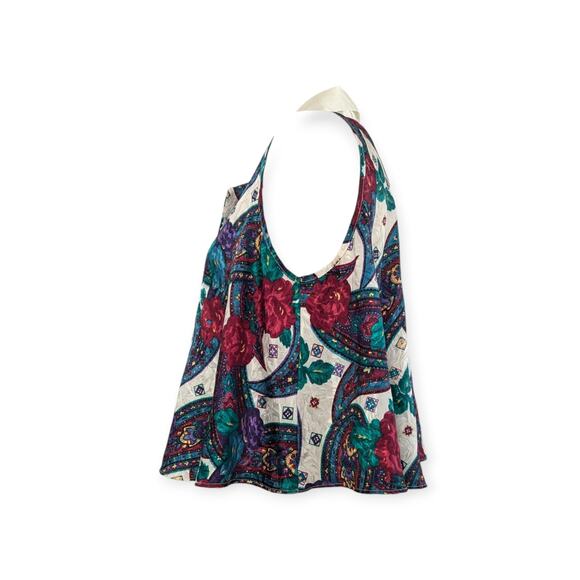 Vintage L.A. INTIMATES Sleeveless Swing Top M Medium burgundy emerald paisley - Picture 2 of 7